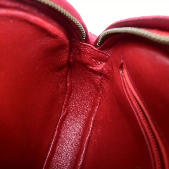 CHANEL CC Mini Tassel Oval Chain Shoulder Bag Leather Red GHW Vintage - Picture 14 of 16